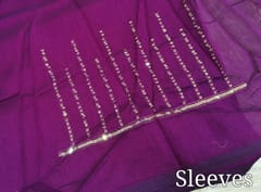 CODE WS1363 : Dark beetroot purple Vichithra silk saree with embroidered border& mukaish stone work, running blouse with rich work