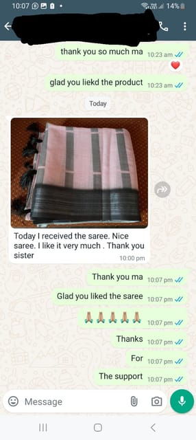 Today i received the saree, Nice saree, I like it very much thank your sister.- Reviewed on 25 JULY -2024