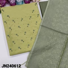 SUPER SAVER COMBO 28:  White base pure soft cotton &Light green fancy silk cotton unstitched Salwar material (JN241110 & JN240612)