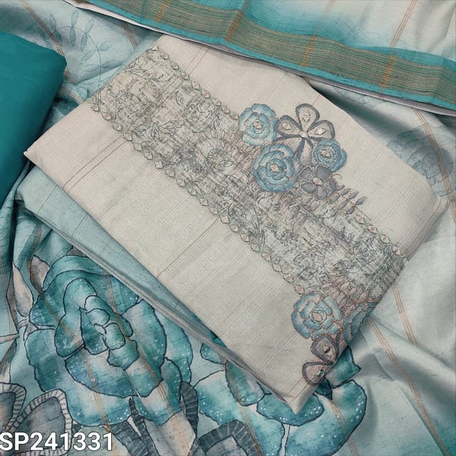 CODE SP241331 Light &dark pastel blue semi tussar unstitched salwar