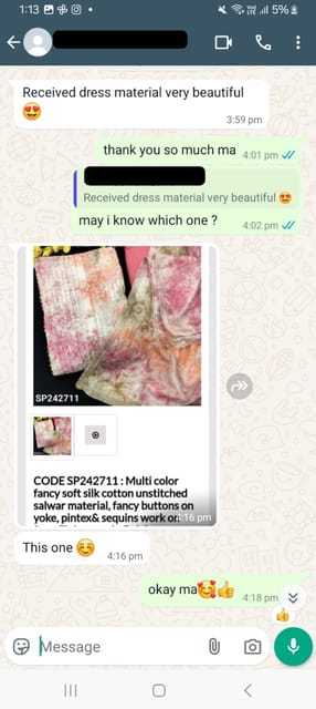 Received dress material very beautiful- Reviewed on 28  OCT -2024