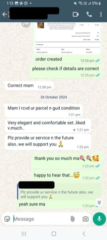 Mam i rcvd parcel n dud condition, very elegant and comfortable set.. liked very much.. pls provide ur service n the future also .. we will support you - Reviewed on 26  OCT -2024