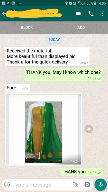Received the material... More beautiful than displayed picture... Thank you for the quick delivery. - Reviewed on 23-Feb-2019
