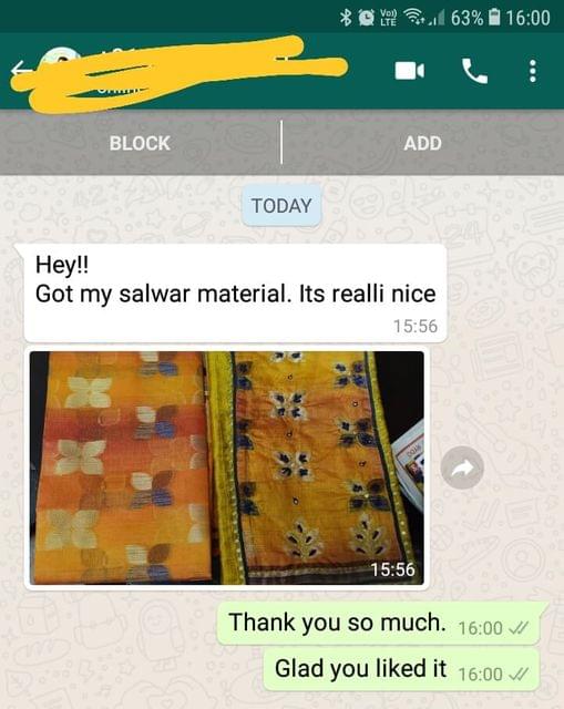 Got my salwar material... It's really nice. -Reviewed on 06-Mar-2019