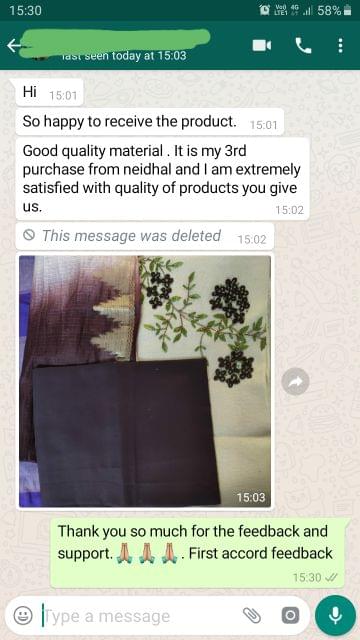 Good quality materials... It is my 3rd purchase from Neidhal and i'am extremely satisfied with quality of products you give us. -Reviewed on 16-Aug-2019